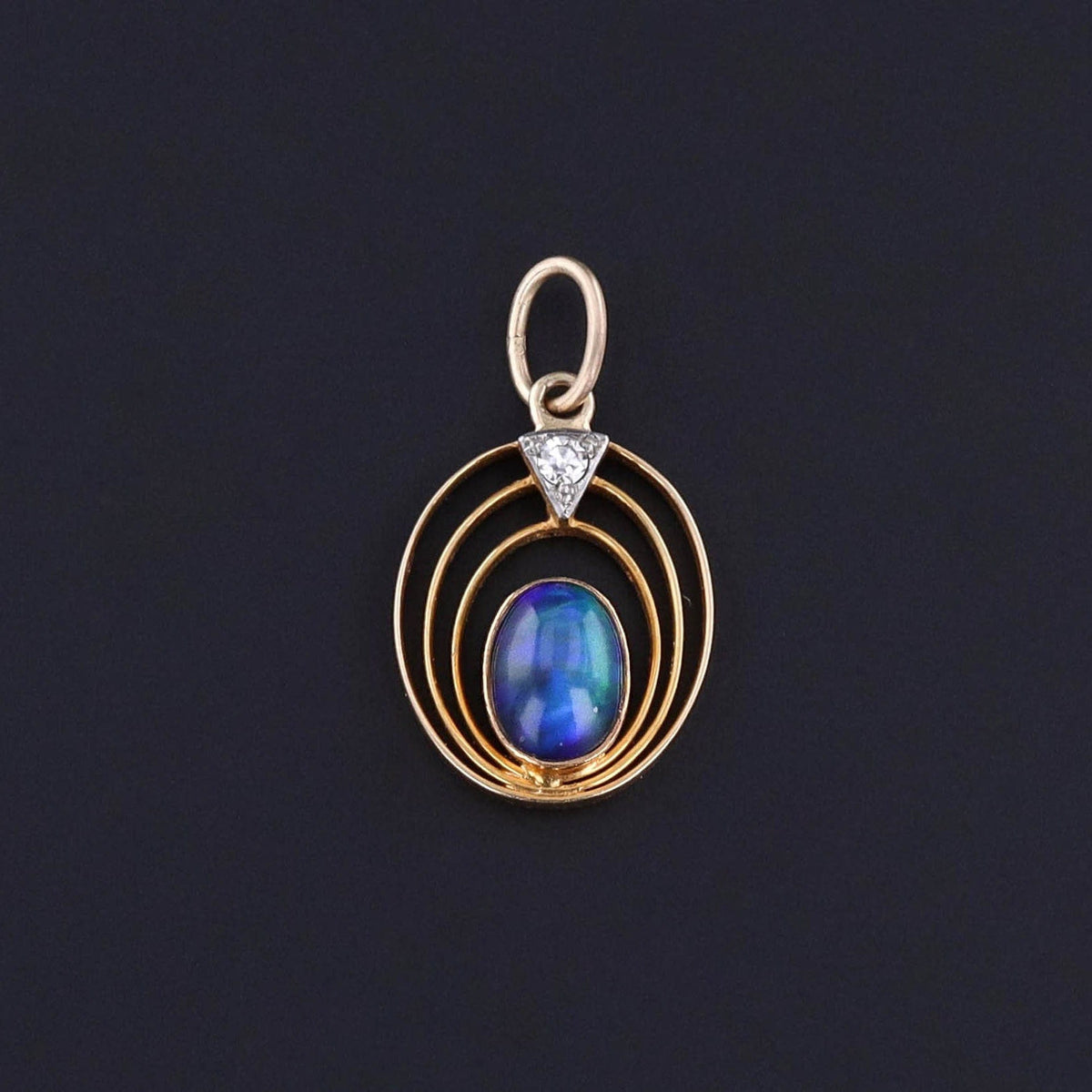 Antique Black Opal Charm of 14k Gold - Trademark Antiques