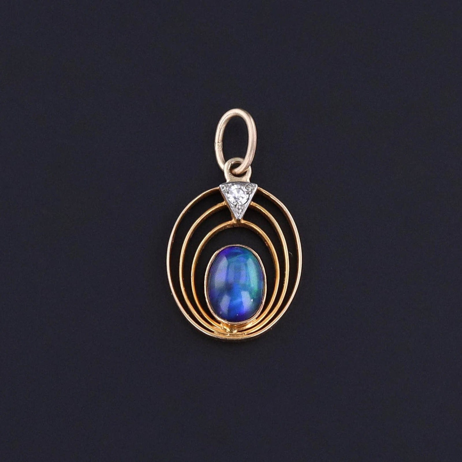 Antique Black Opal Charm of 14k Gold - Trademark Antiques