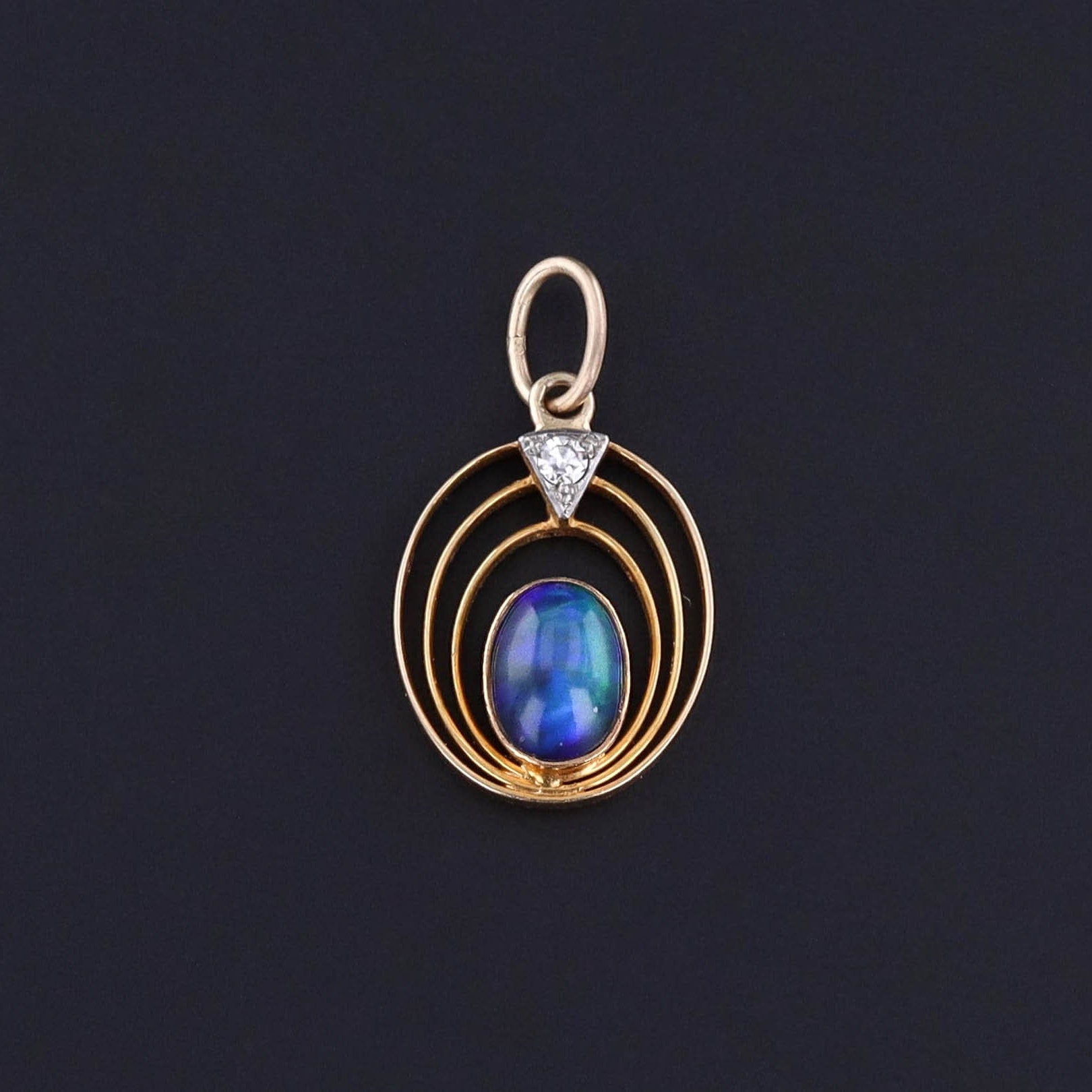 Antique Black Opal Charm of 14k Gold - Trademark Antiques