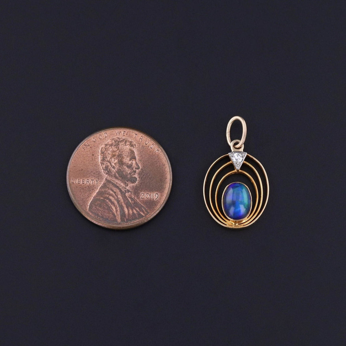 Antique Black Opal Charm of 14k Gold - Trademark Antiques