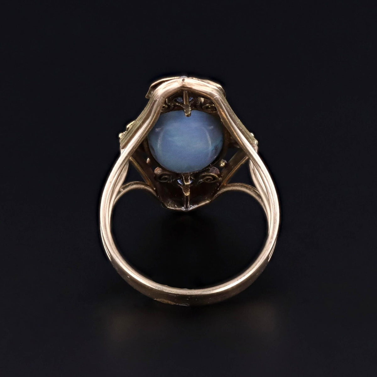 Antique Black Opal Ring of 14k and 18k Gold - Trademark Antiques