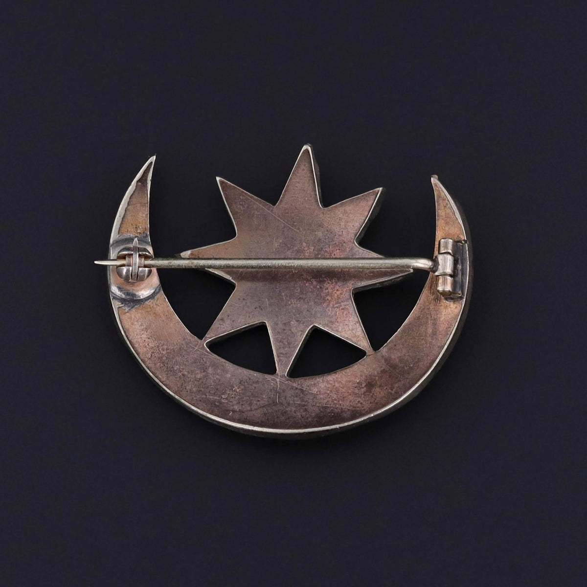 Antique Bohemian Garnet Crescent and Star Brooch - Trademark Antiques