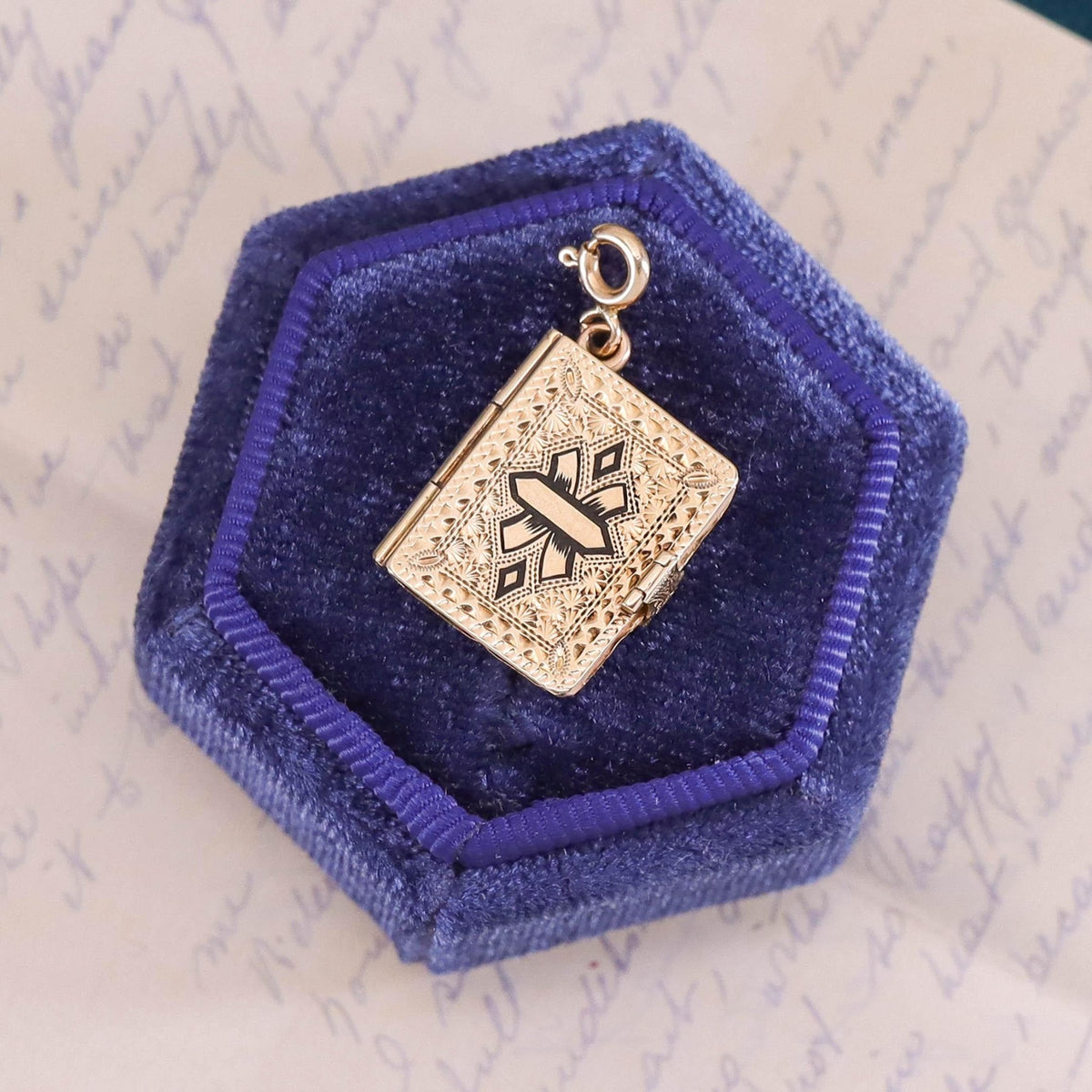 Antique Book Locket of 14k Gold - Trademark Antiques
