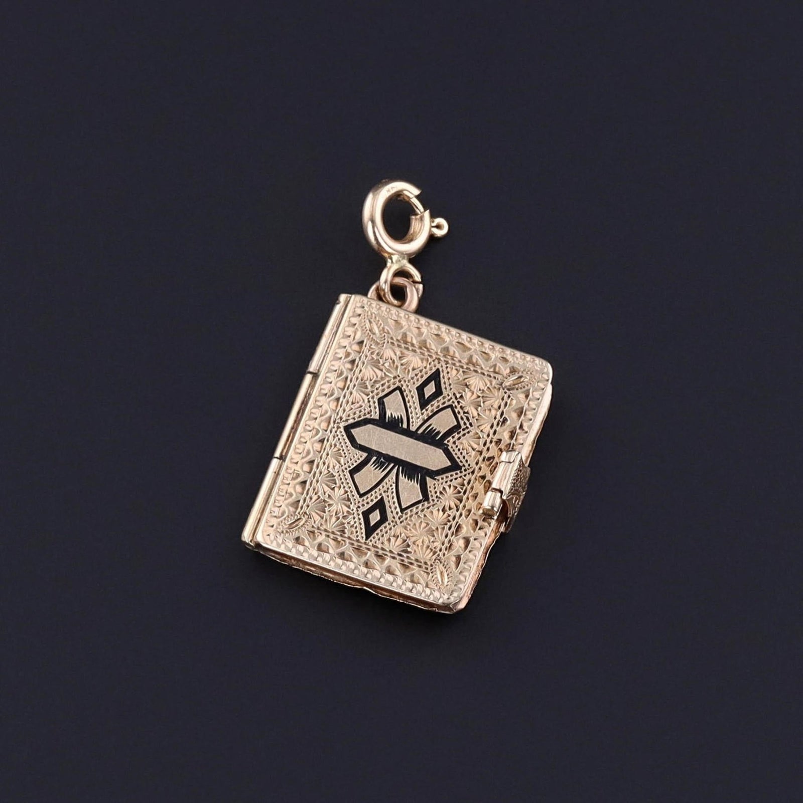 Antique Book Locket of 14k Gold - Trademark Antiques