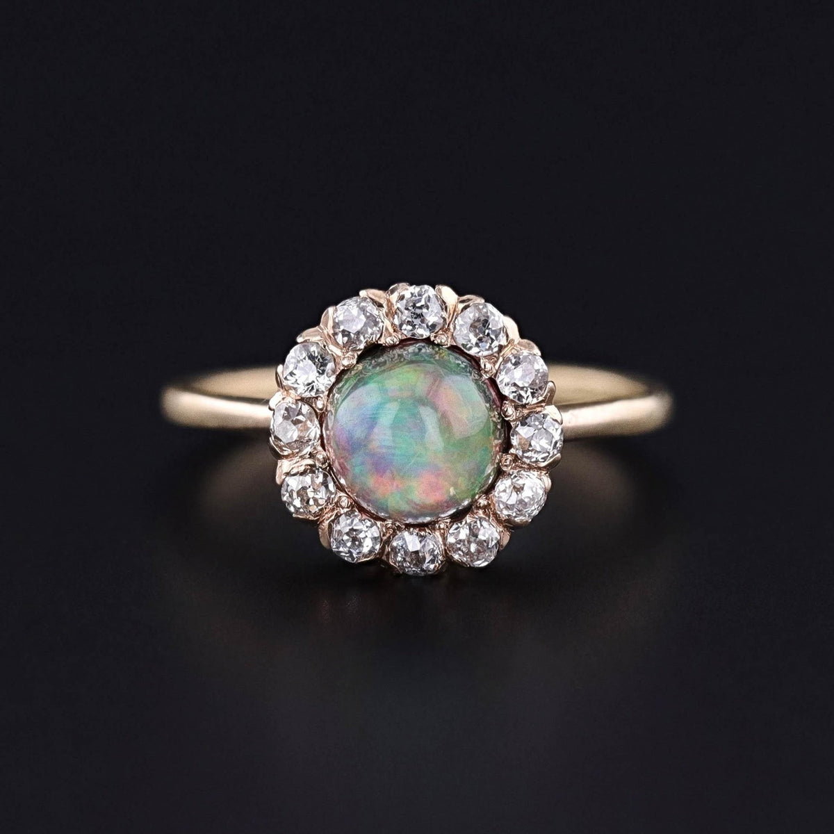Antique Boulder Opal and Diamond Ring of 14k &amp; 18k Gold - Trademark Antiques