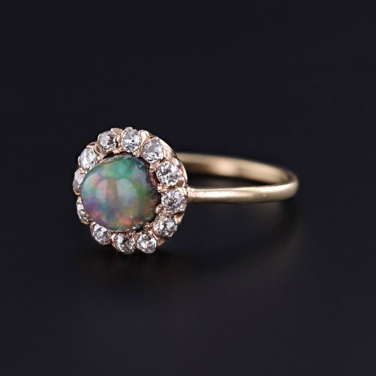 Antique Boulder Opal and Diamond Ring of 14k &amp; 18k Gold - Trademark Antiques