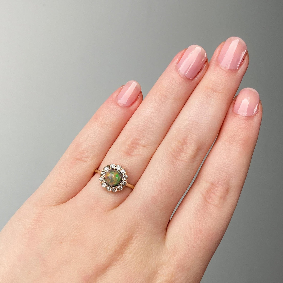 Antique Boulder Opal and Diamond Ring of 14k &amp; 18k Gold - Trademark Antiques