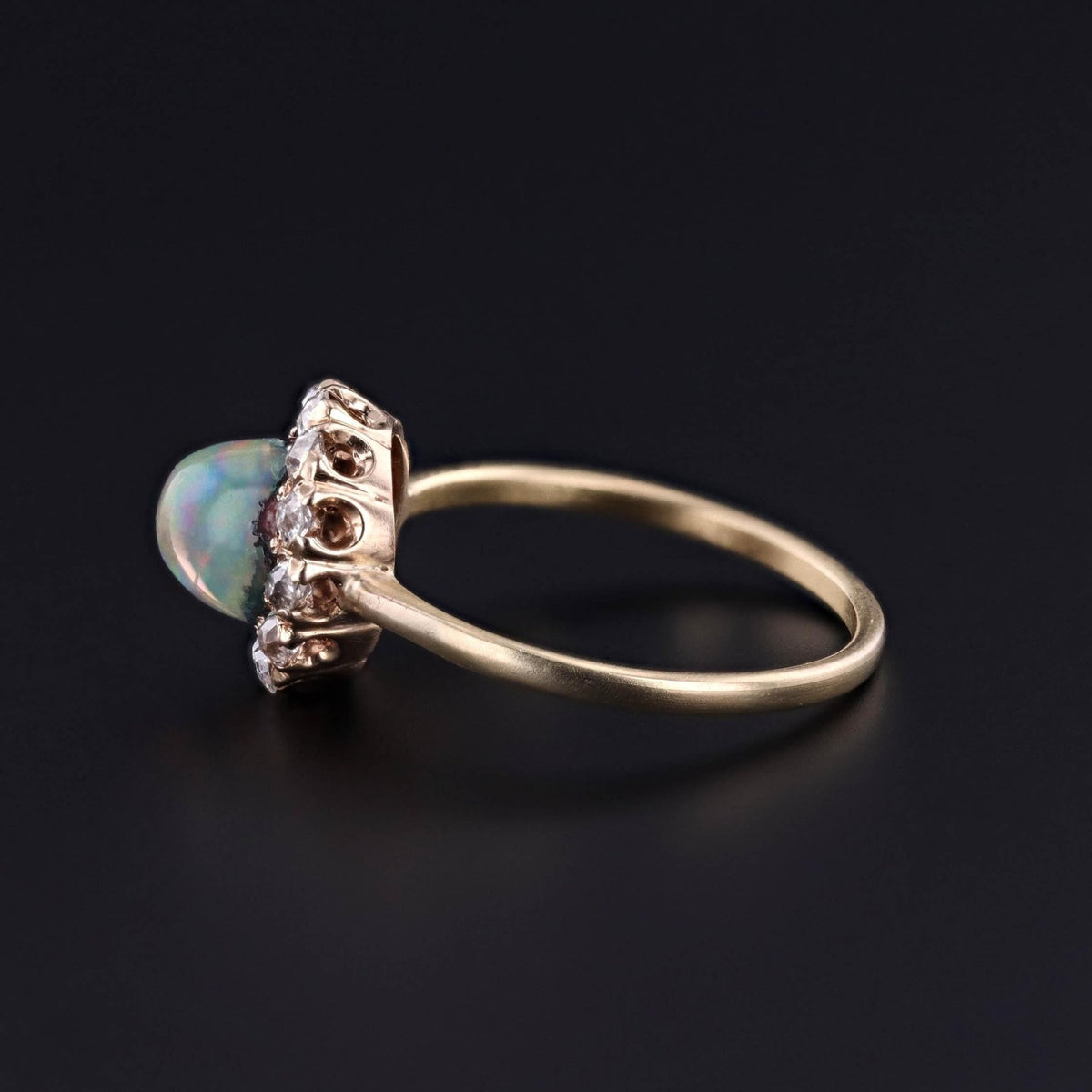 Antique Boulder Opal and Diamond Ring of 14k &amp; 18k Gold - Trademark Antiques
