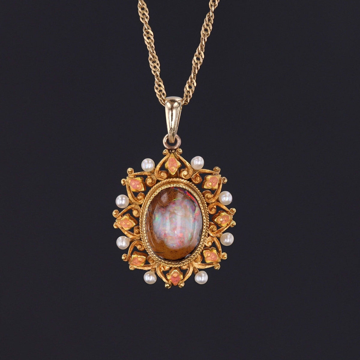 Antique Boulder Opal Conversion Pendant of 14k Gold - Trademark Antiques