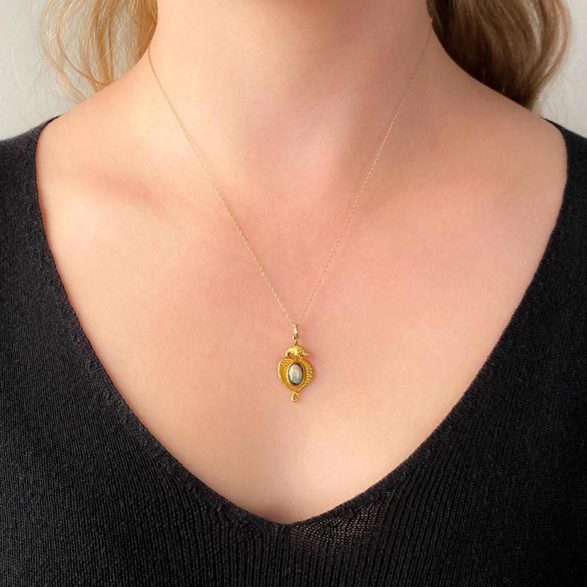 Antique Boulder Opal Dragon Charm of 14k Gold - Trademark Antiques