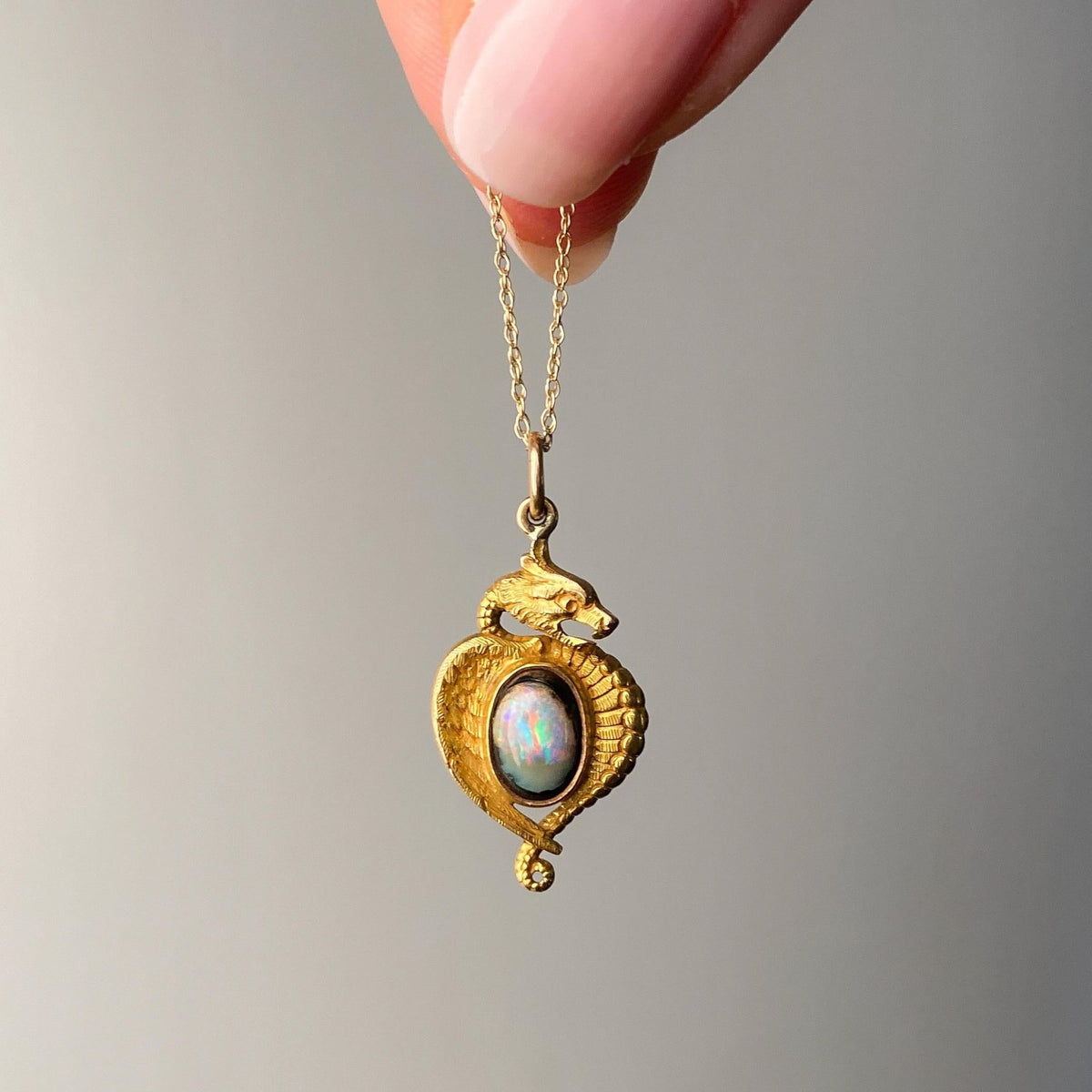 Antique Boulder Opal Dragon Charm of 14k Gold - Trademark Antiques