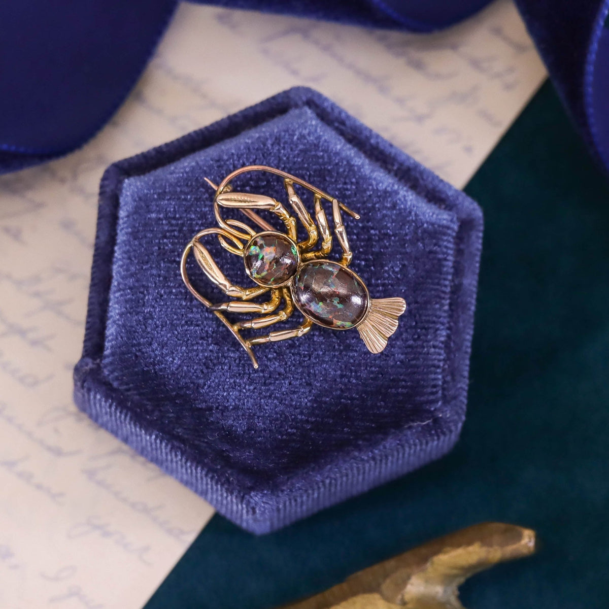 Antique Boulder Opal Lobster Brooch of 9ct Gold - Trademark Antiques