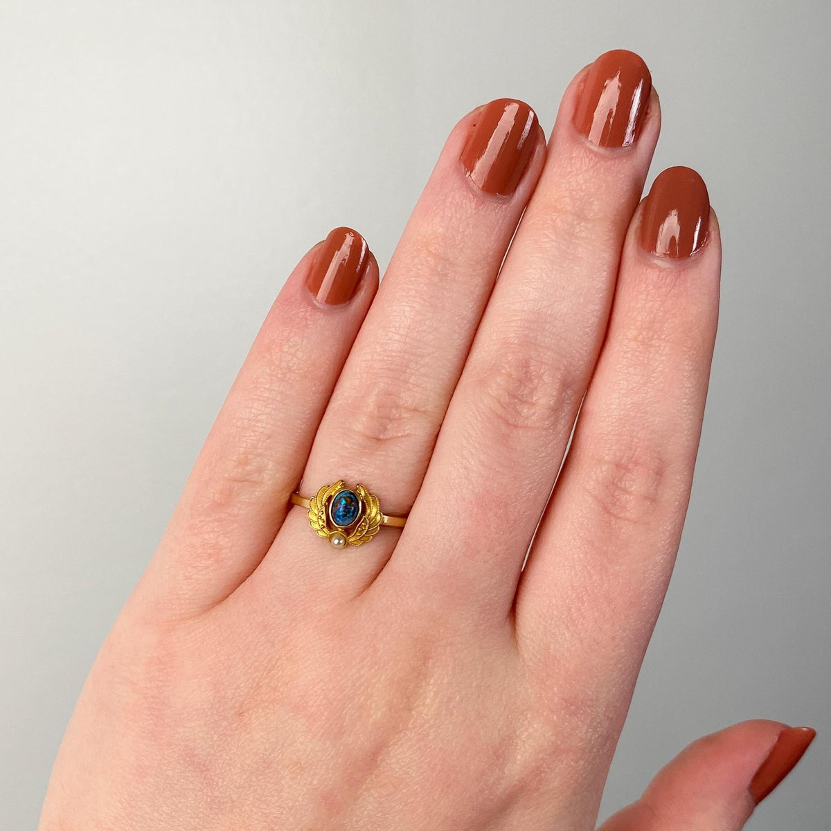 Antique Boulder Opal Wings Ring of 14k Gold - Trademark Antiques