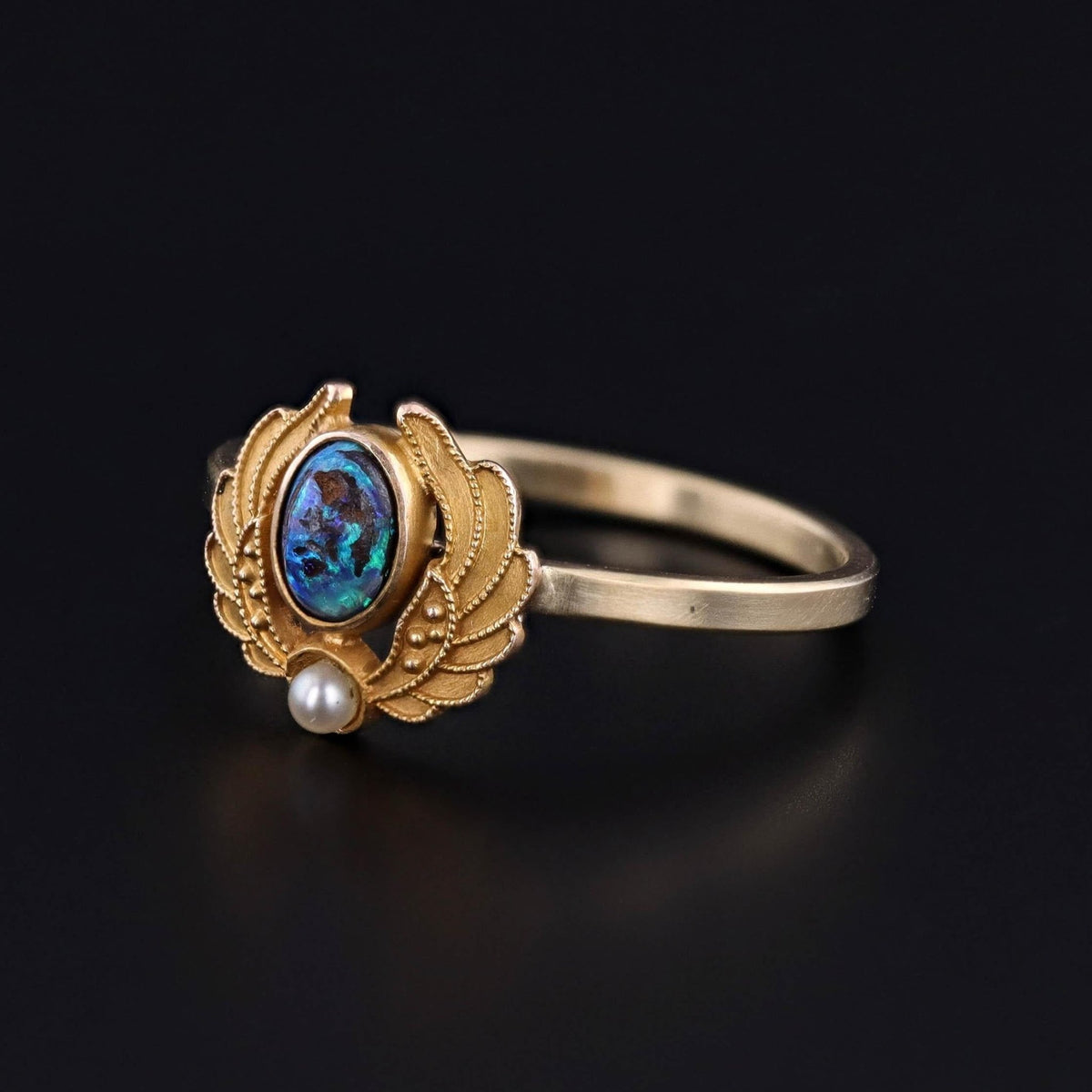 Antique Boulder Opal Wings Ring of 14k Gold - Trademark Antiques