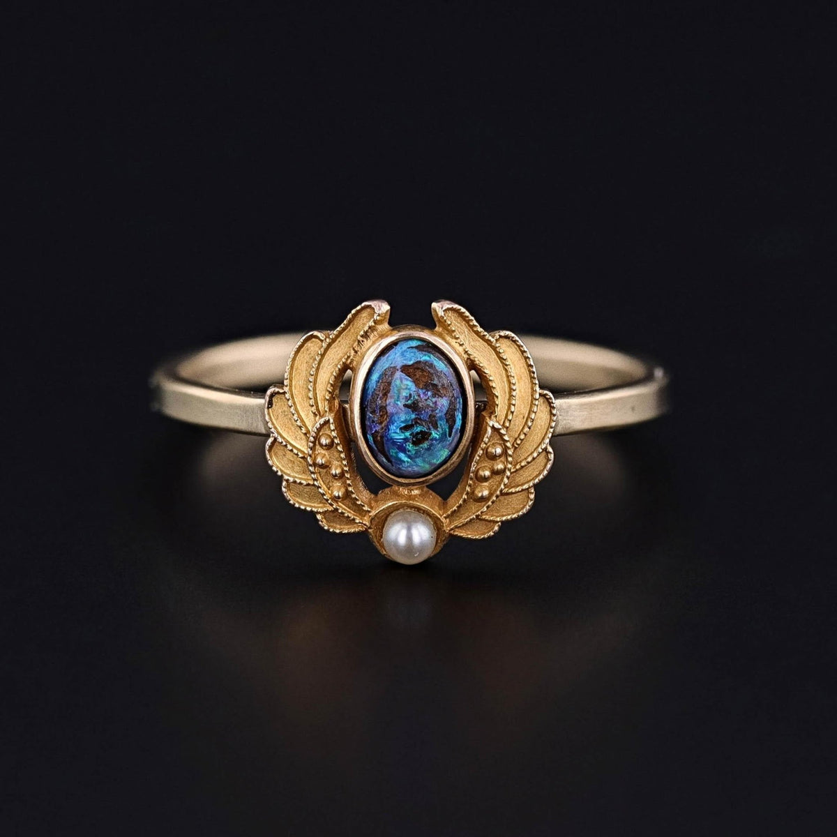 Antique Boulder Opal Wings Ring of 14k Gold - Trademark Antiques