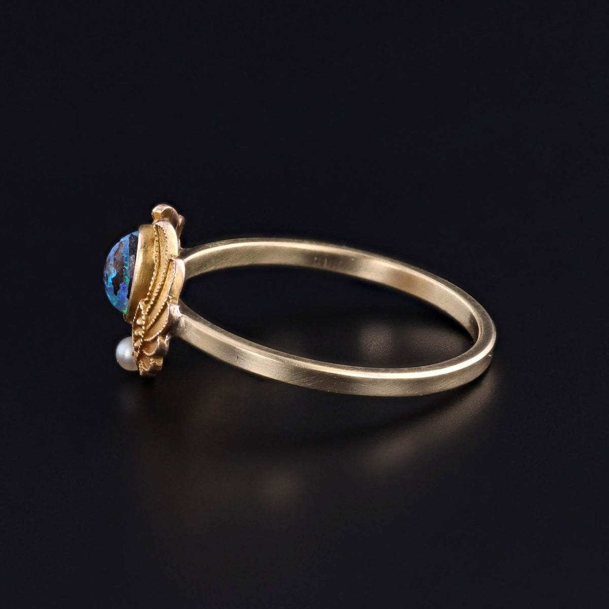Antique Boulder Opal Wings Ring of 14k Gold - Trademark Antiques