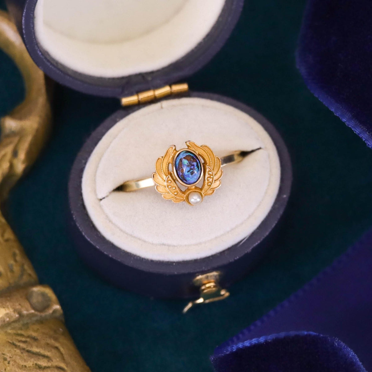 Antique Boulder Opal Wings Ring of 14k Gold - Trademark Antiques