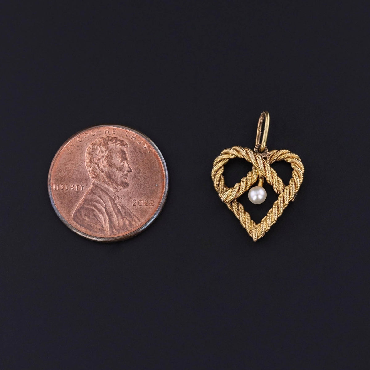 Antique Braided Heart Pendant of 14k Gold - Trademark Antiques