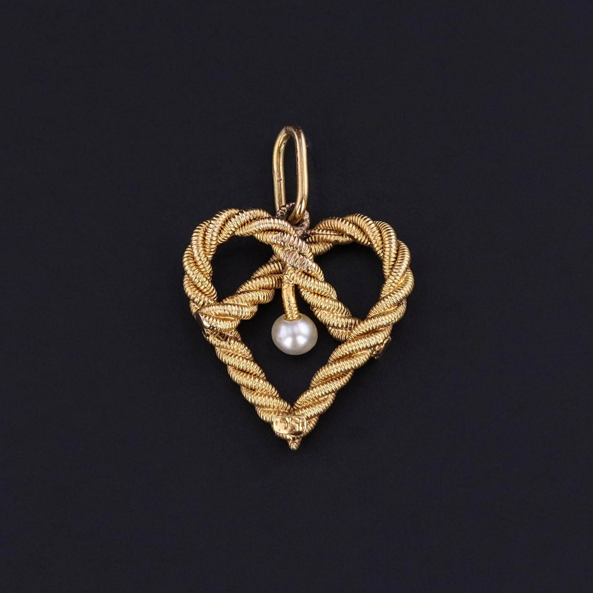 Antique Braided Heart Pendant of 14k Gold - Trademark Antiques