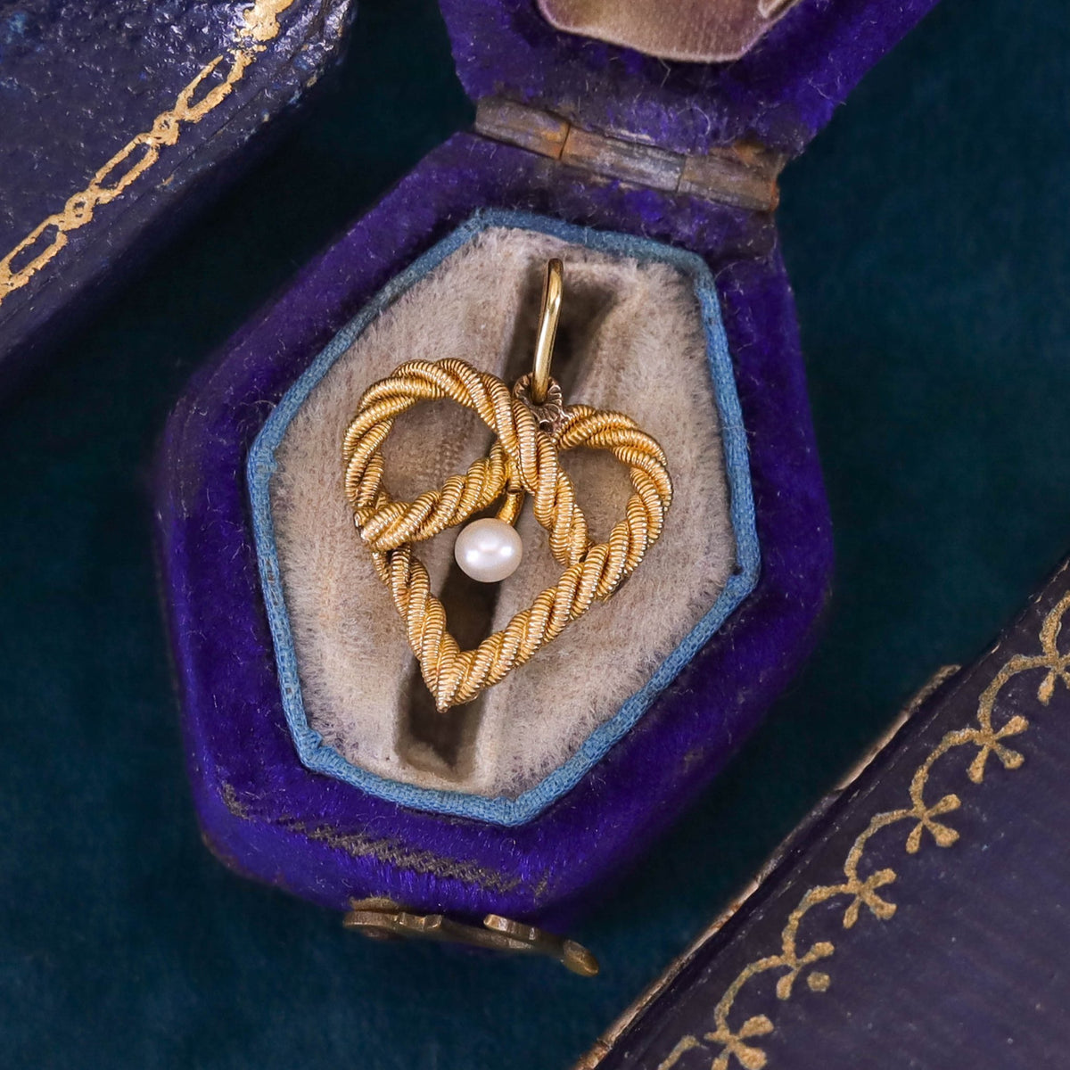 Antique Braided Heart Pendant of 14k Gold - Trademark Antiques