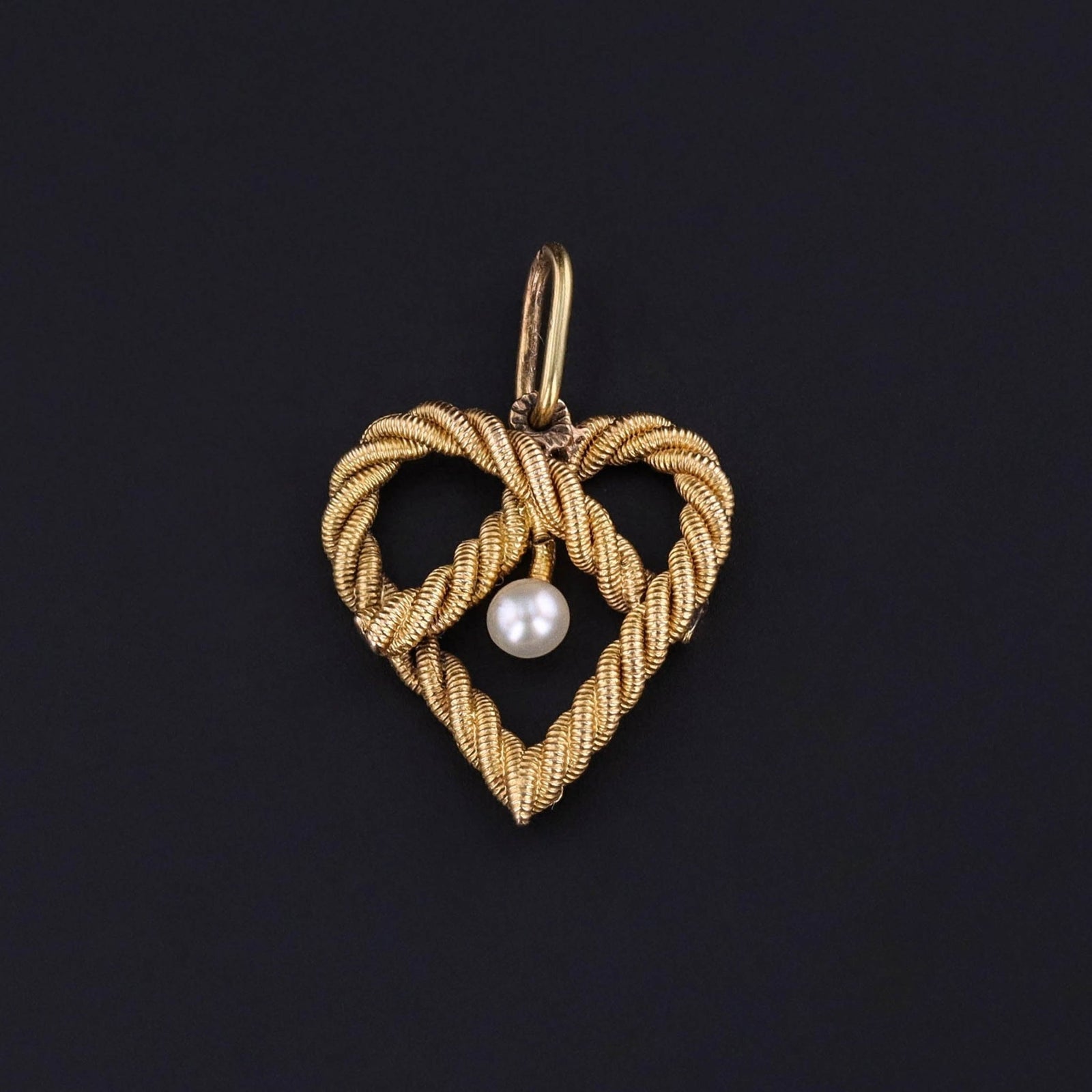 Antique Braided Heart Pendant of 14k Gold - Trademark Antiques