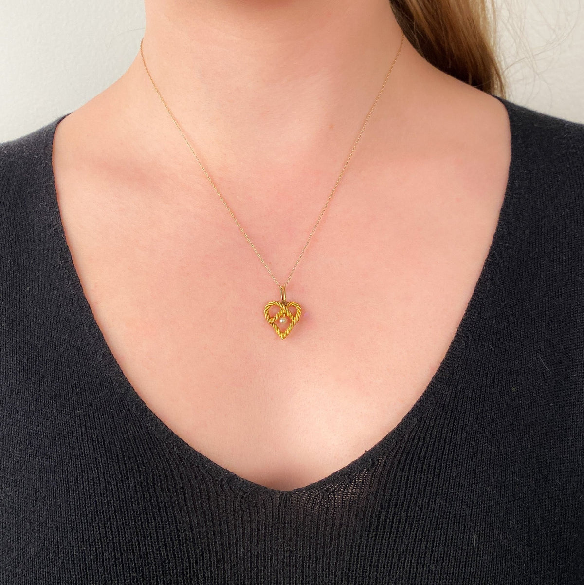 Antique Braided Heart Pendant of 14k Gold - Trademark Antiques