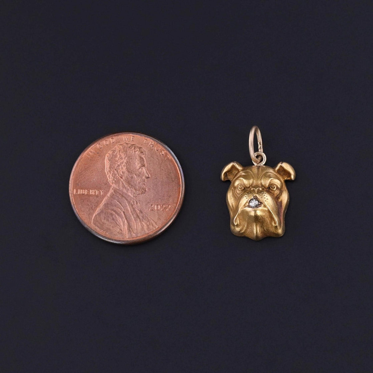 Antique Bulldog Charm of 14k Gold - Trademark Antiques