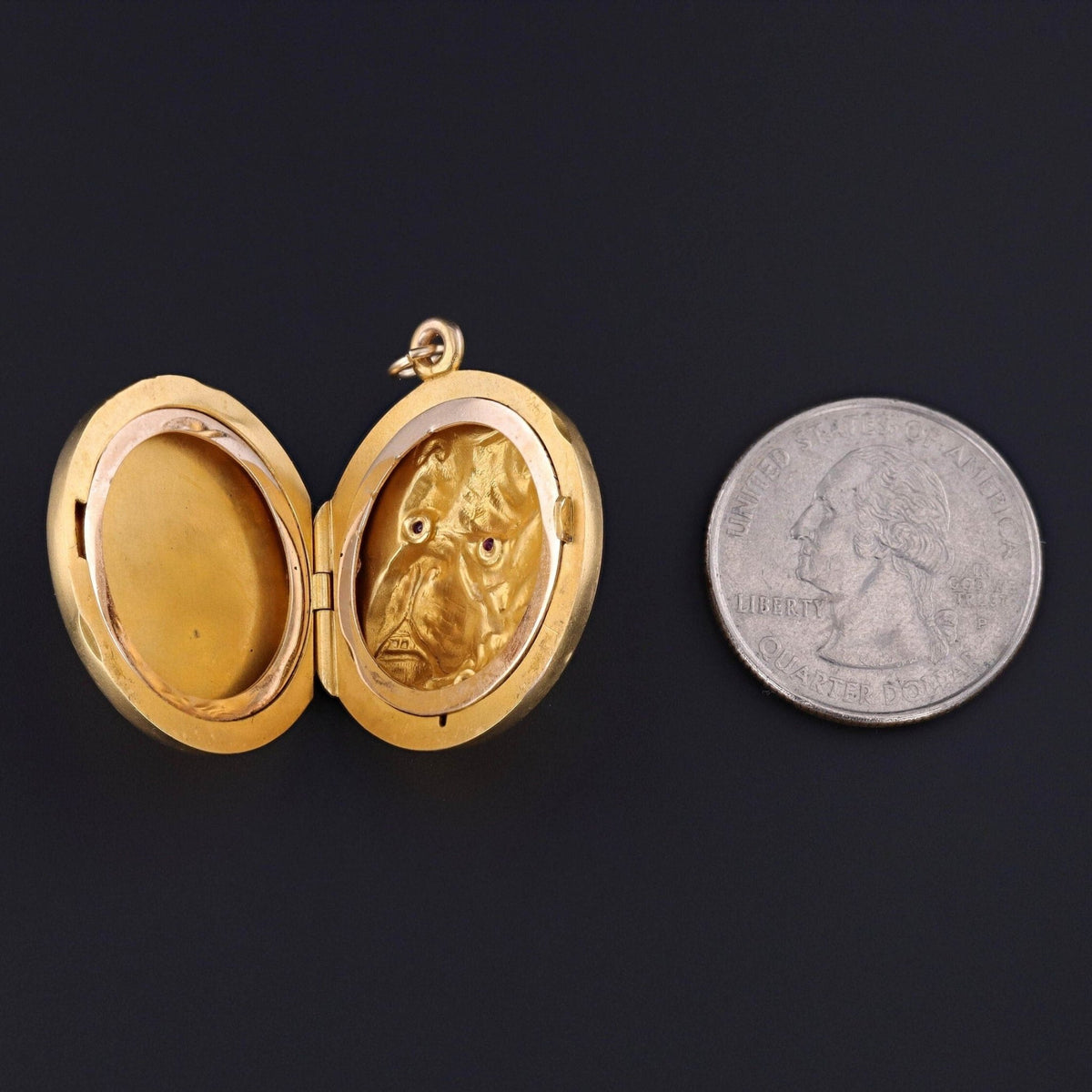 Antique Bulldog Locket of 14k Gold - Trademark Antiques