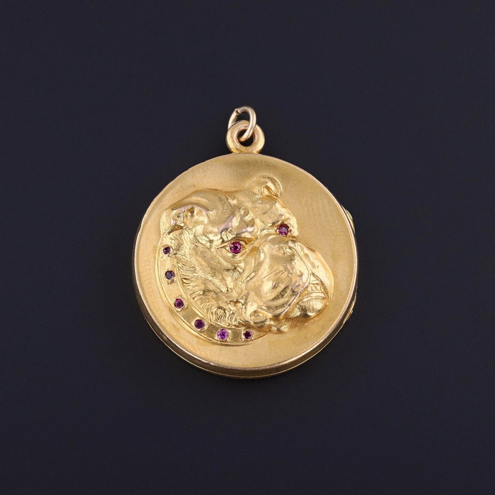 Antique Bulldog Locket of 14k Gold - Trademark Antiques