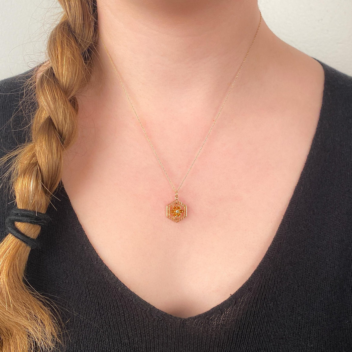 Antique Buttercup Diamond Flower Pendant of 10k Gold - Trademark Antiques