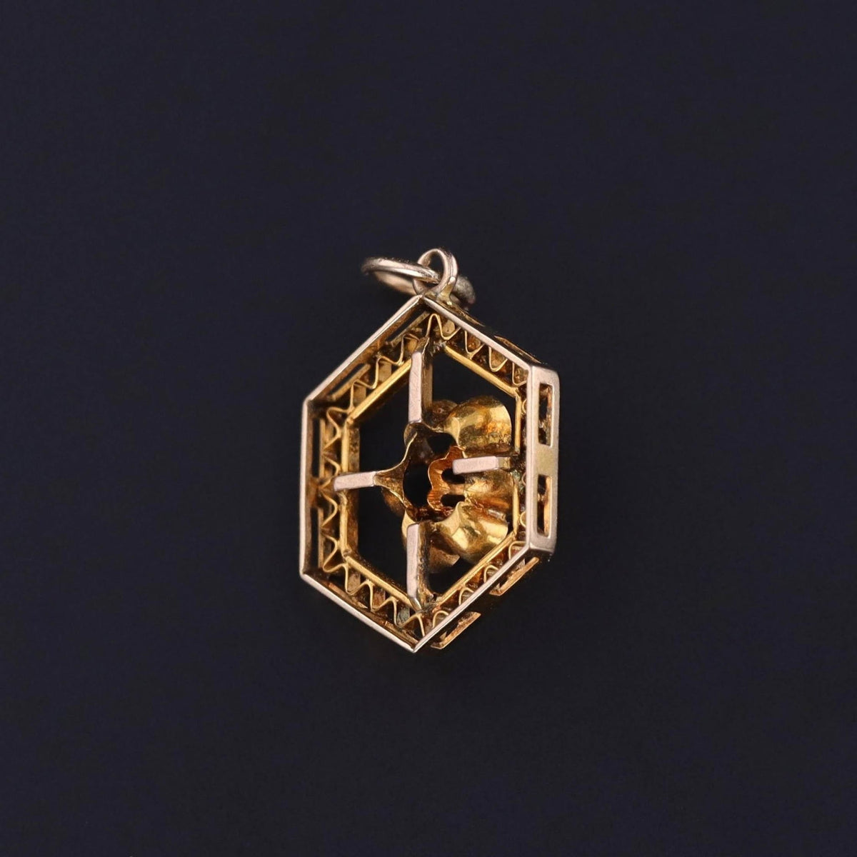 Antique Buttercup Diamond Flower Pendant of 10k Gold - Trademark Antiques