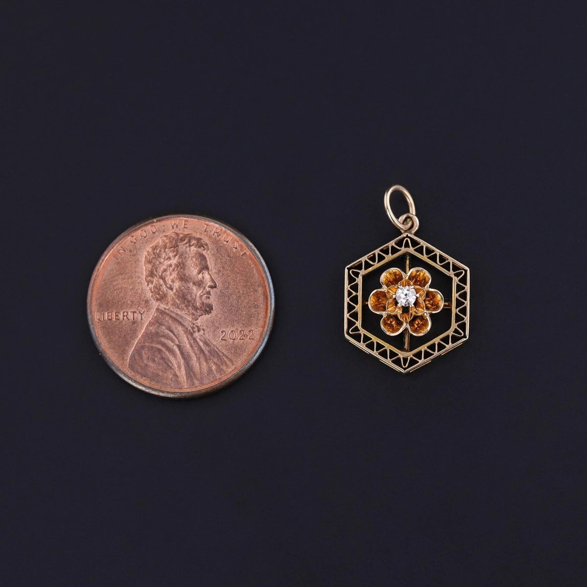 Antique Buttercup Diamond Flower Pendant of 10k Gold - Trademark Antiques
