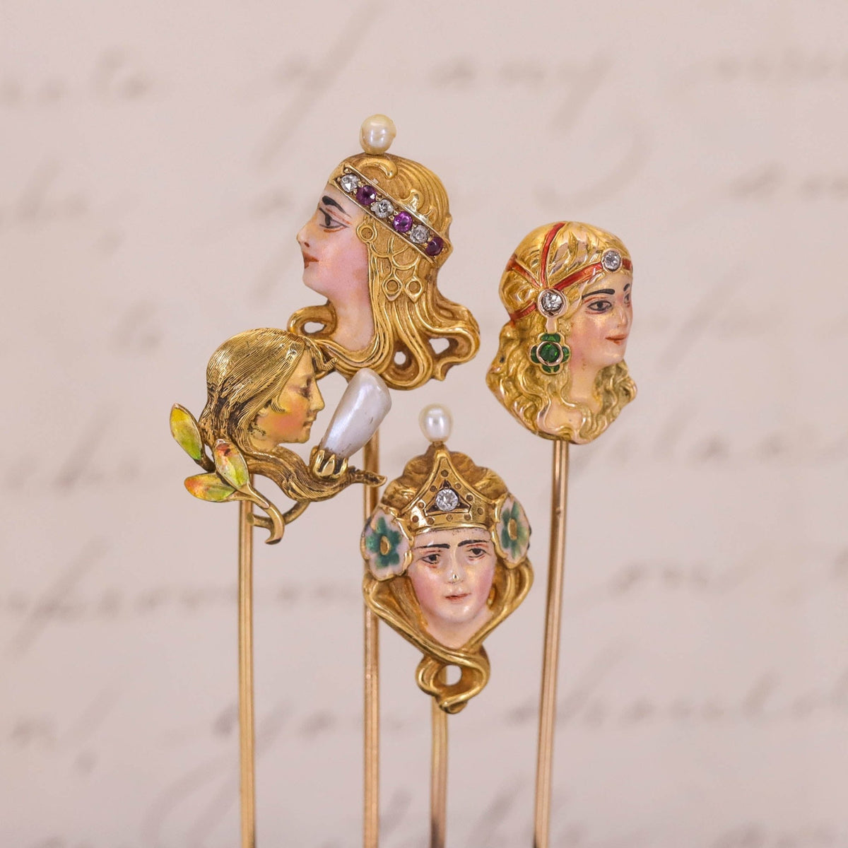 Antique Byzantine Woman Stickpin of 14k Gold - Trademark Antiques