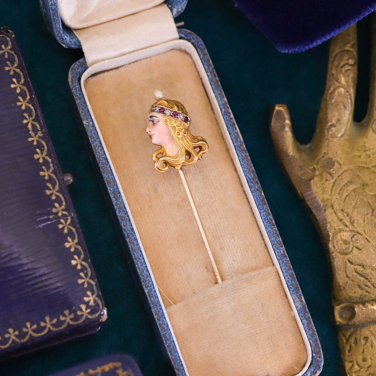 Antique Byzantine Woman Stickpin of 14k Gold - Trademark Antiques