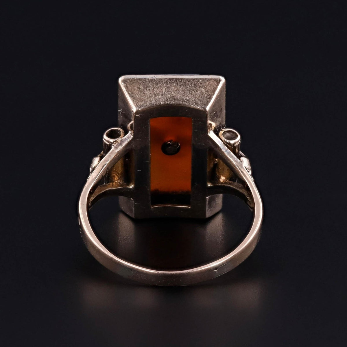 Antique Carnelian and Diamond Flower Ring of 14k Gold - Trademark Antiques