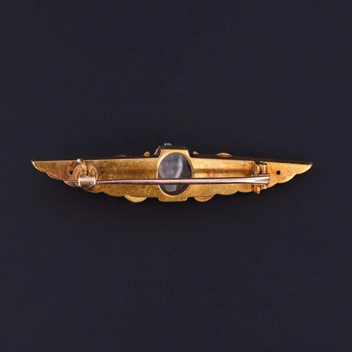 Antique Carved Moonstone Pharaoh Brooch of 14k Gold - Trademark Antiques