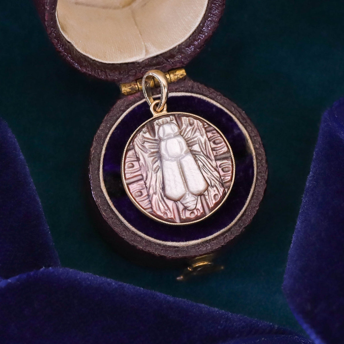 Antique Carved Mother of Pearl Fly Pendant - Trademark Antiques