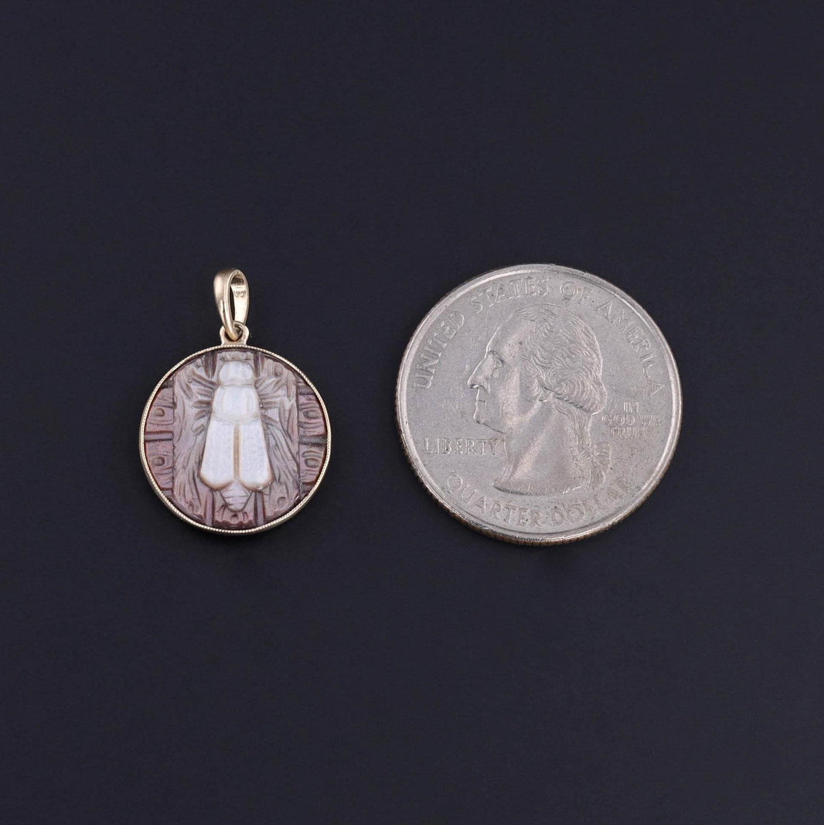 Antique Carved Mother of Pearl Fly Pendant - Trademark Antiques