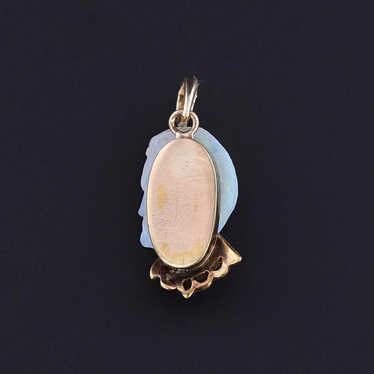 Antique Carved Opal Face Charm of 14k Gold - Trademark Antiques