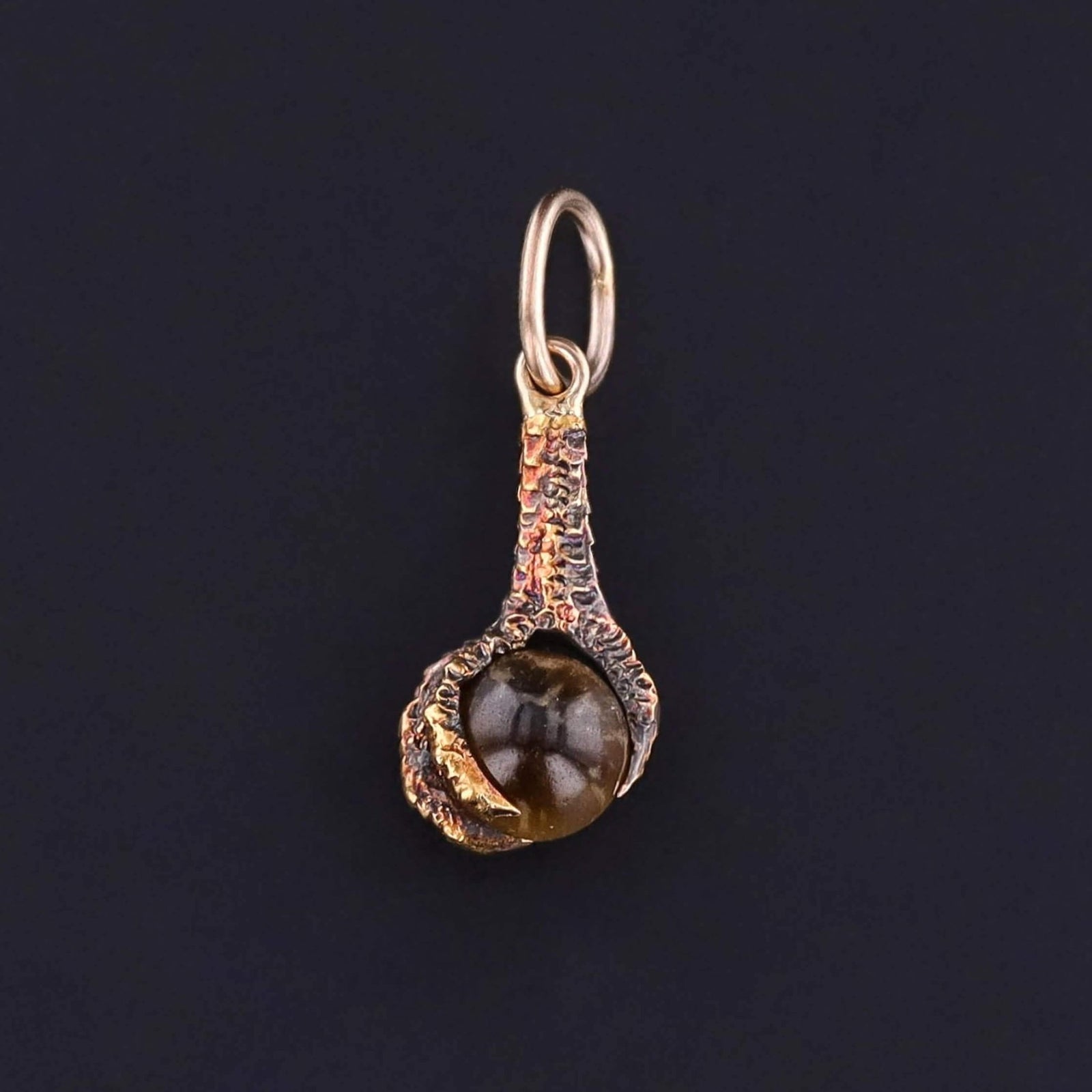 Antique Cats Eye Chrysoberyl Talon Charm of 14k Gold - Trademark Antiques
