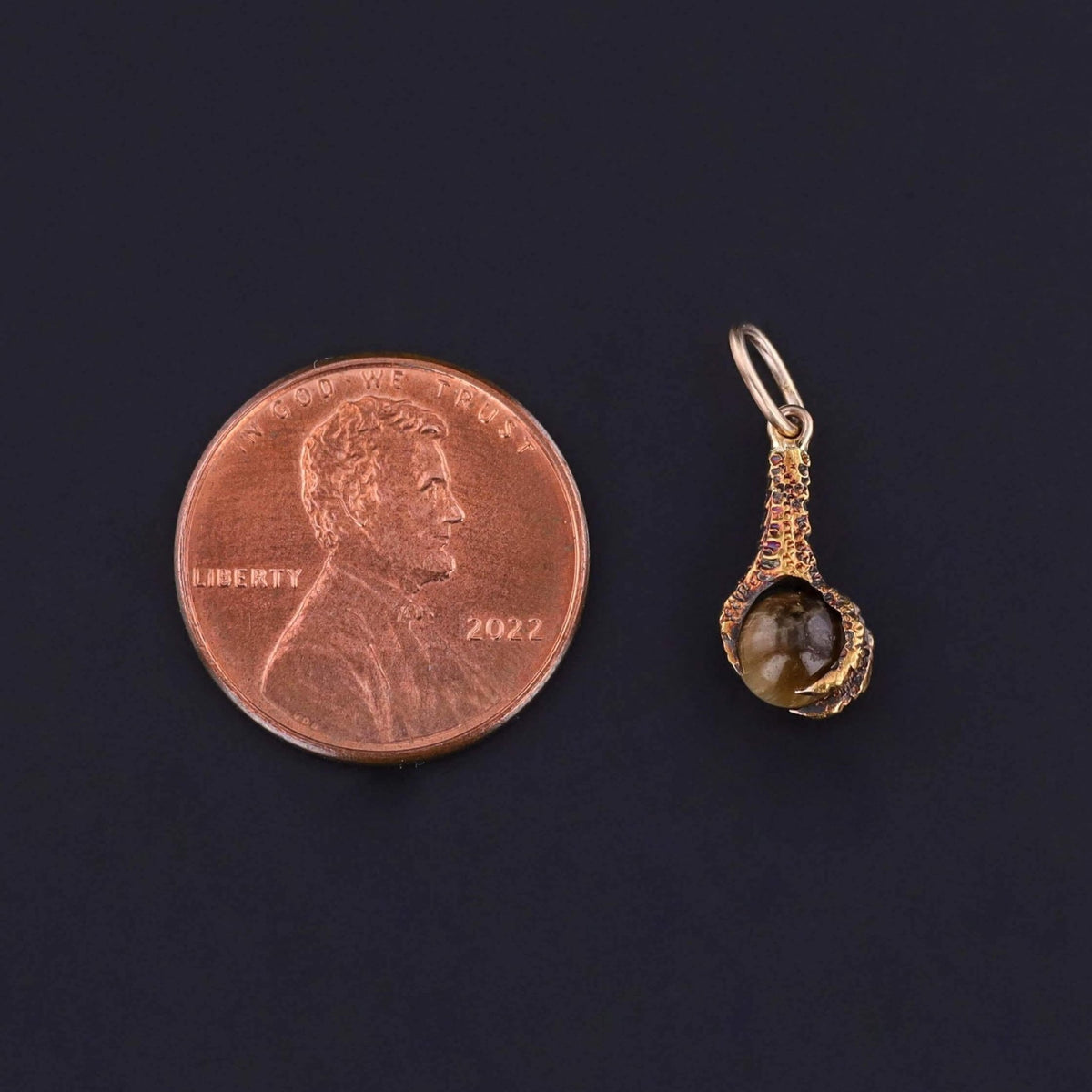Antique Cats Eye Chrysoberyl Talon Charm of 14k Gold - Trademark Antiques