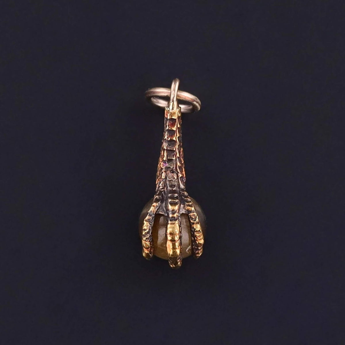 Antique Cats Eye Chrysoberyl Talon Charm of 14k Gold - Trademark Antiques