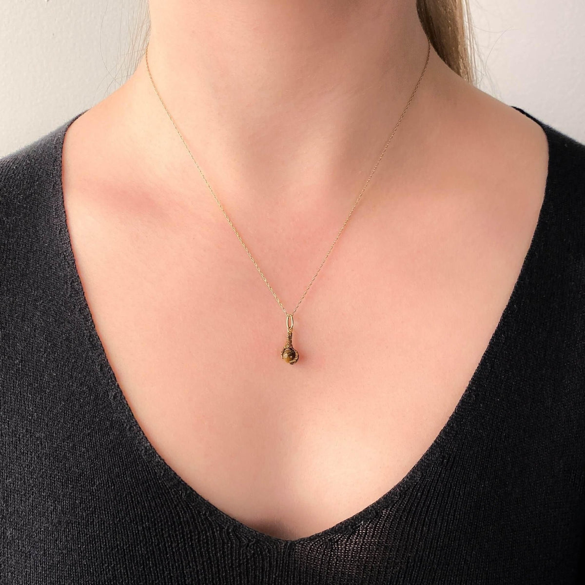 Antique Cats Eye Chrysoberyl Talon Charm of 14k Gold - Trademark Antiques