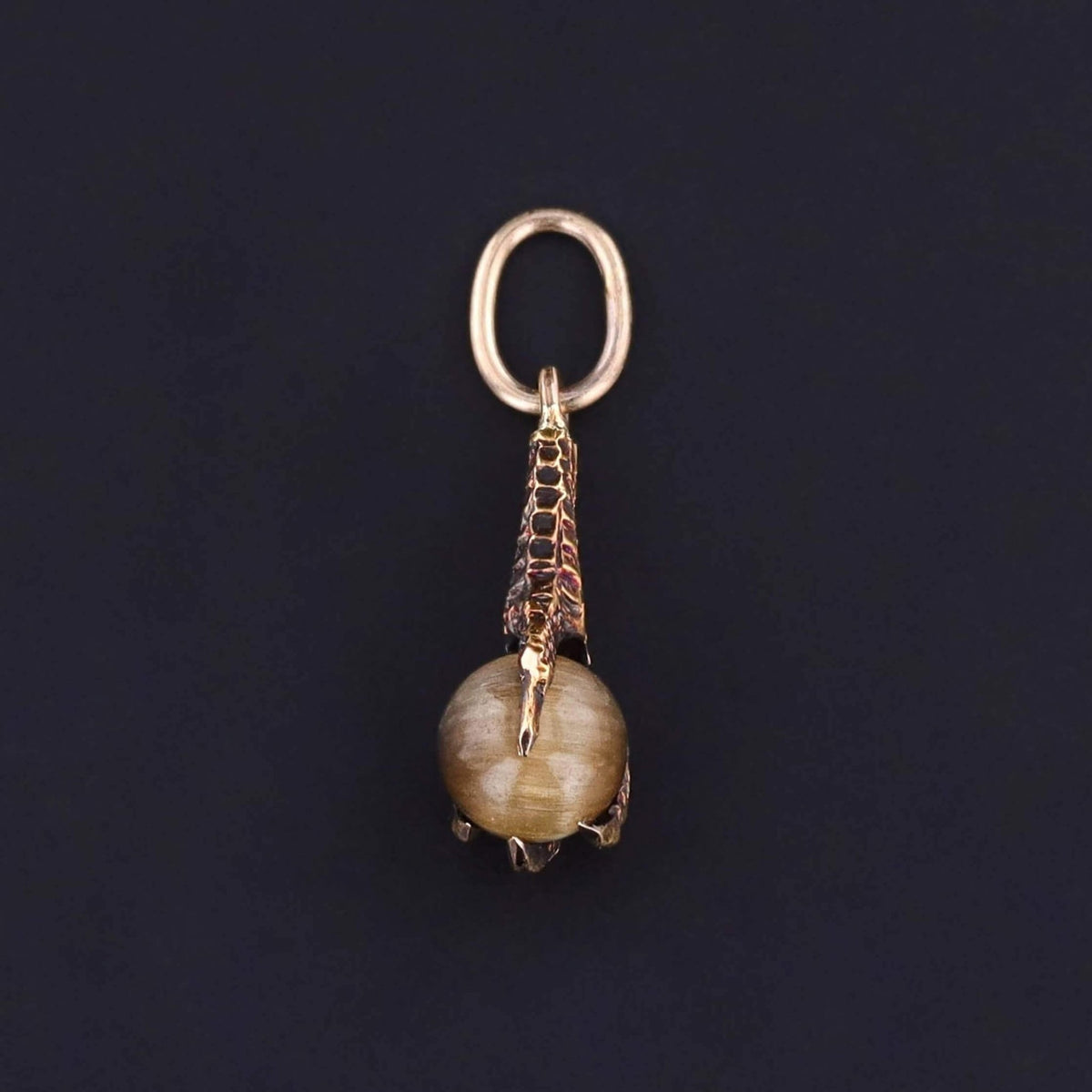 Antique Cats Eye Chrysoberyl Talon Charm of 14k Gold - Trademark Antiques