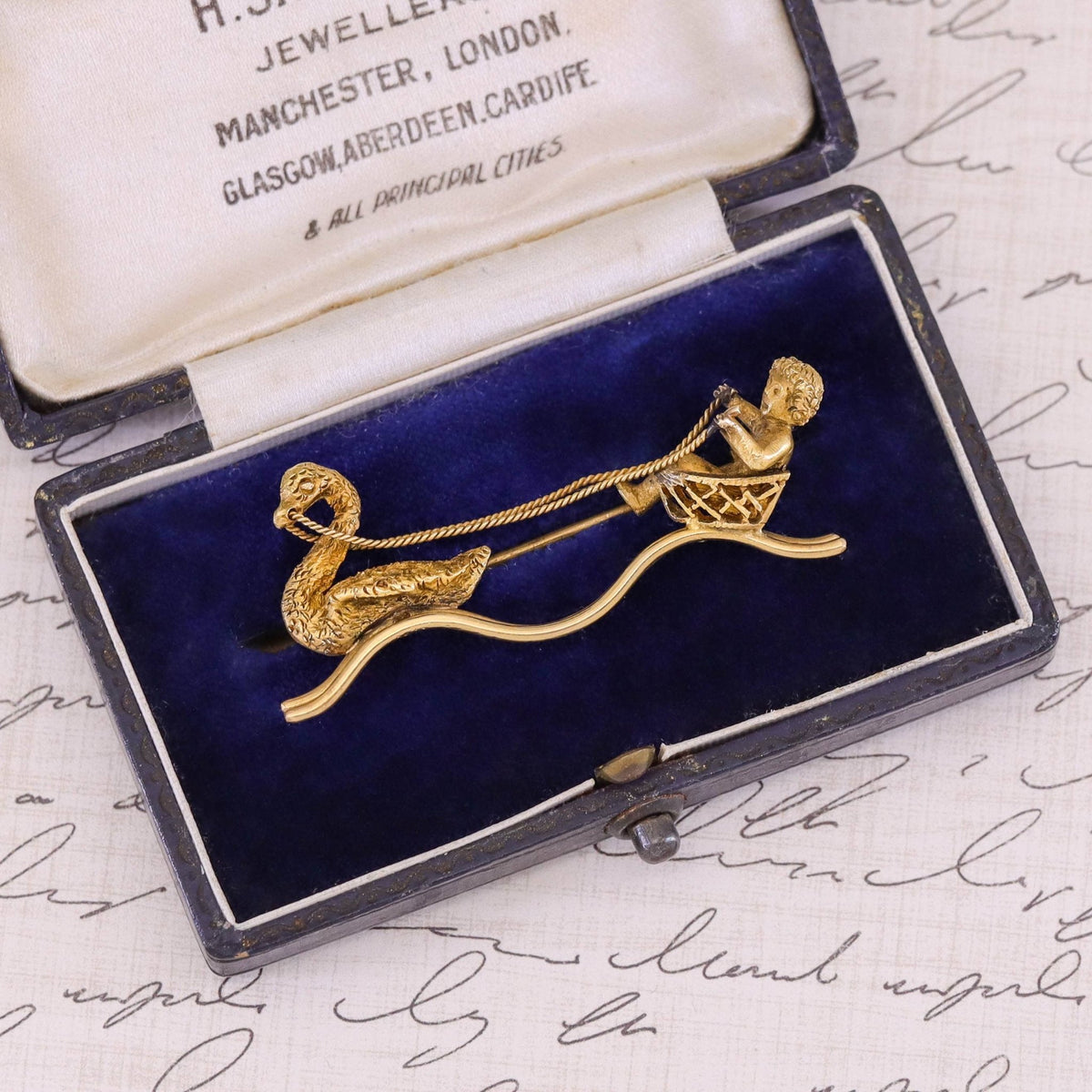 Antique Chariot Brooch of 18k Gold - Trademark Antiques