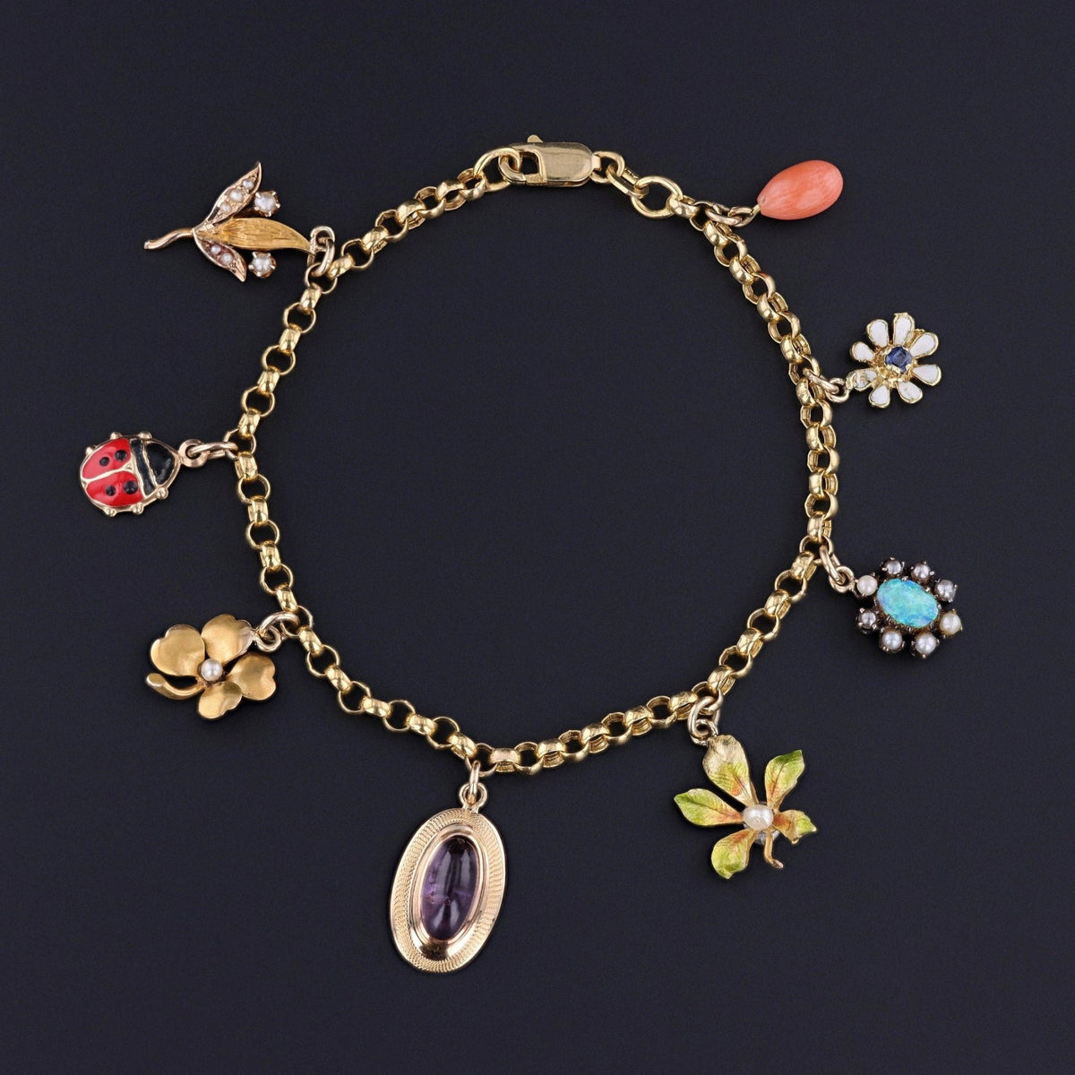 Antique Charm Bracelet of 14k Gold - Trademark Antiques