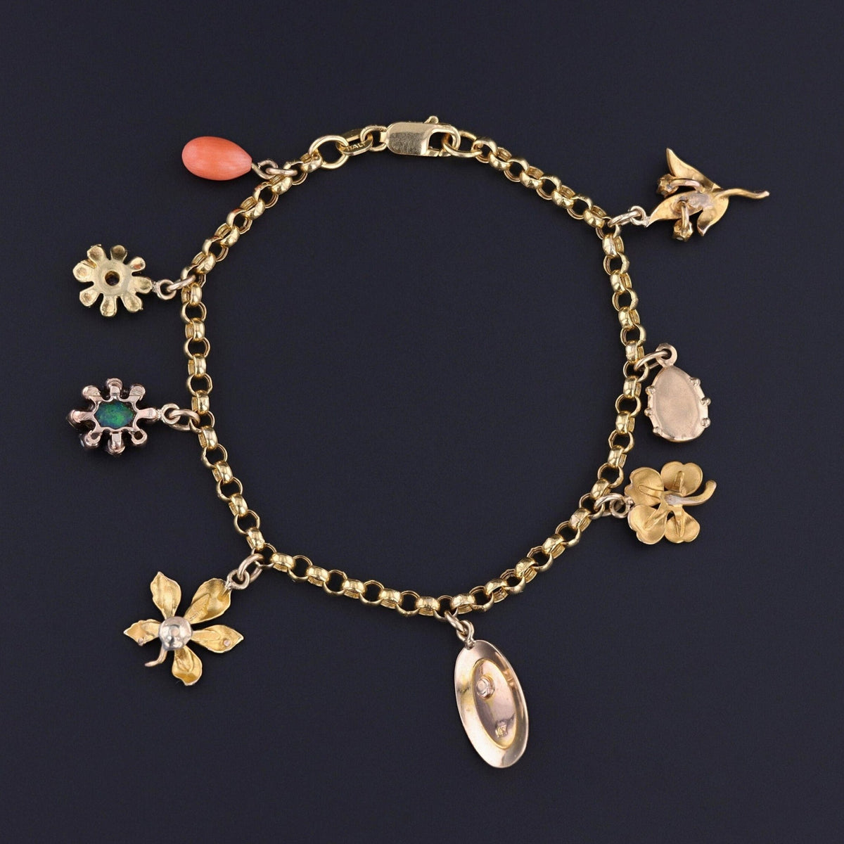 Antique Charm Bracelet of 14k Gold - Trademark Antiques