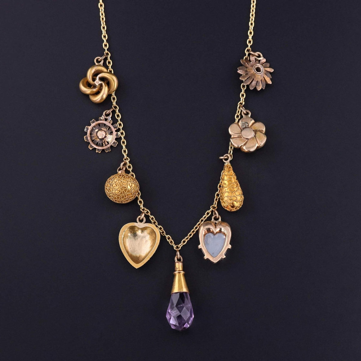 Antique Charm Necklace of 14k Gold - Trademark Antiques