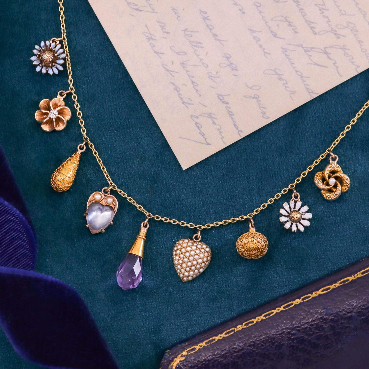 Antique Charm Necklace of 14k Gold - Trademark Antiques