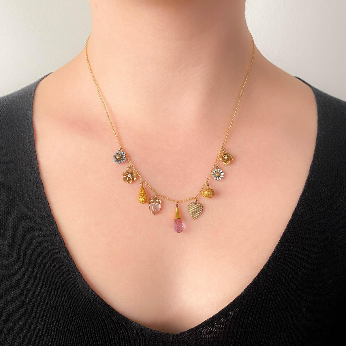 Antique Charm Necklace of 14k Gold - Trademark Antiques